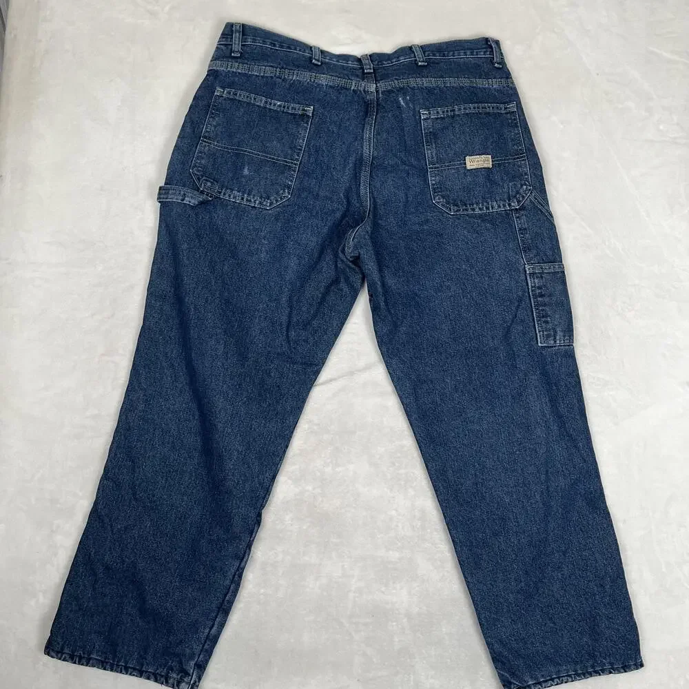Wrangler Jeans Mens 36x30 Blue Relaxed Straight Lined Insulated Work Denim Pants